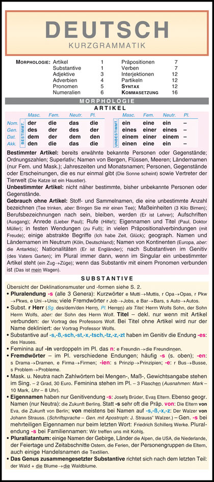 Deutsch - Kurzgrammatik