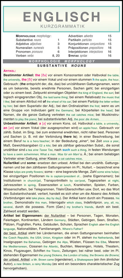Englisch - Kurzgrammatik