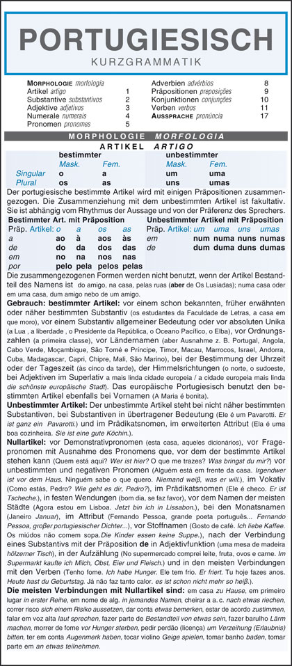Portugiesisch - Kurzgrammatik