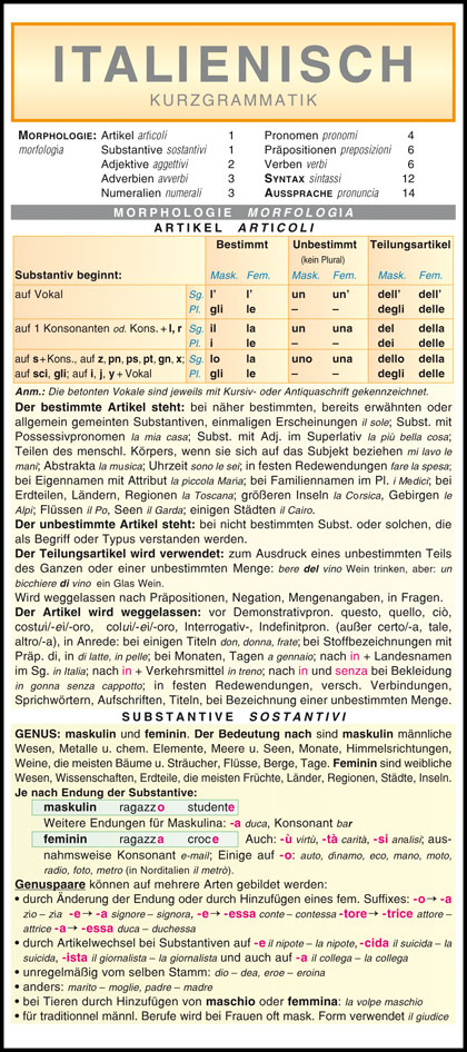 Italienisch - Kurzgrammatik